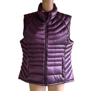 Bernardo Goose Down Quilted Puffer Packable Vest Purple Size XL